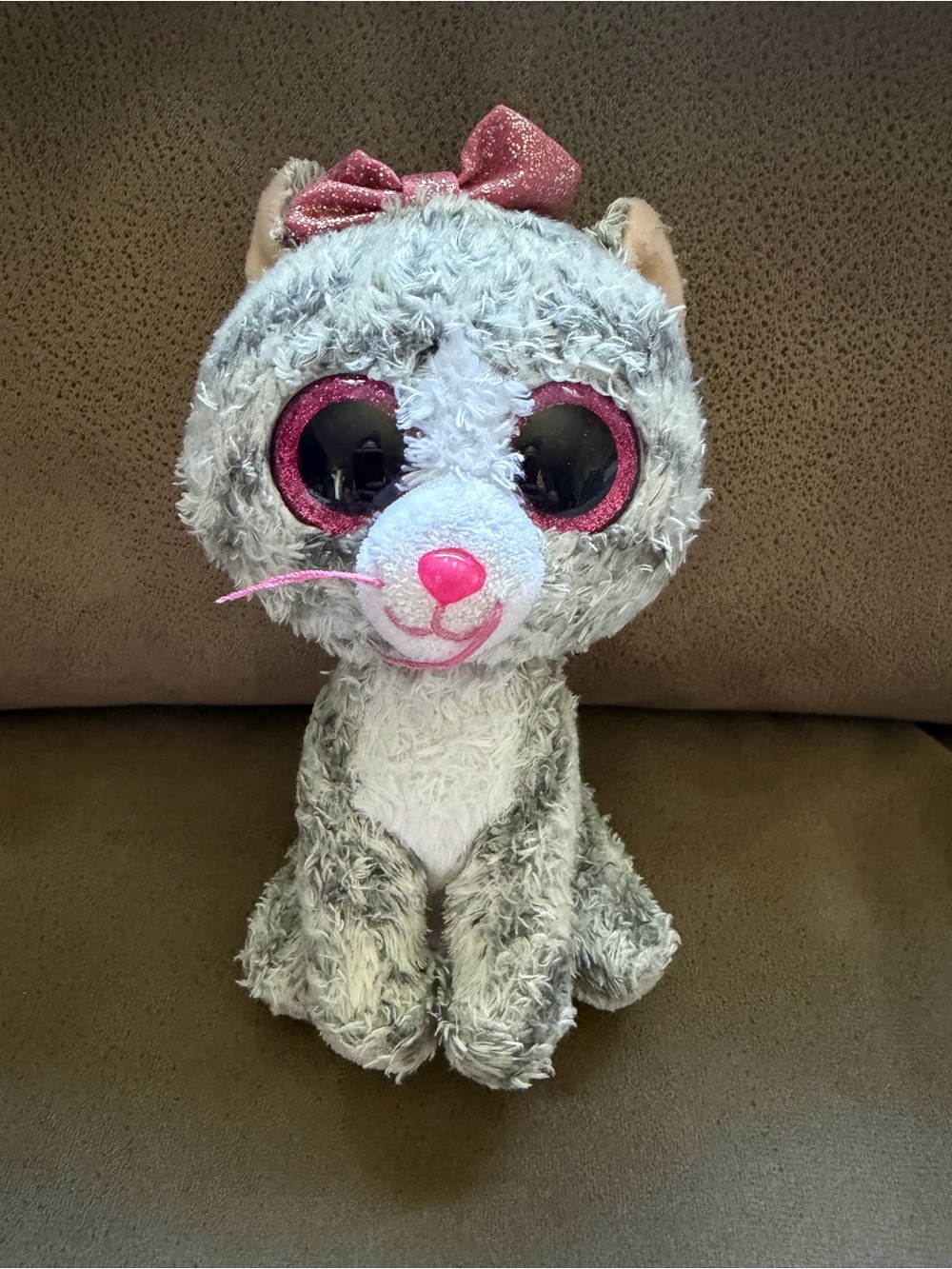 Ty Kiki GrayPlush Cat with Glitter Bow